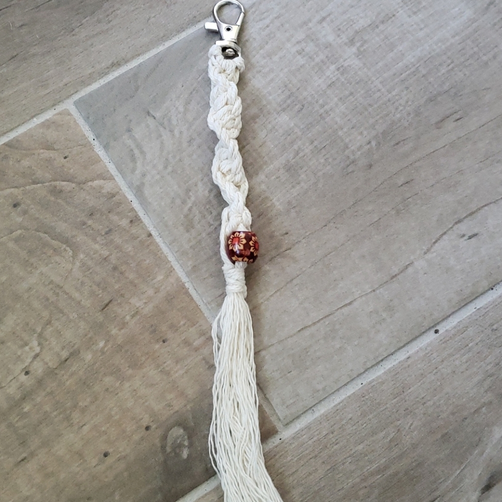 Hand made macrame twist key ring